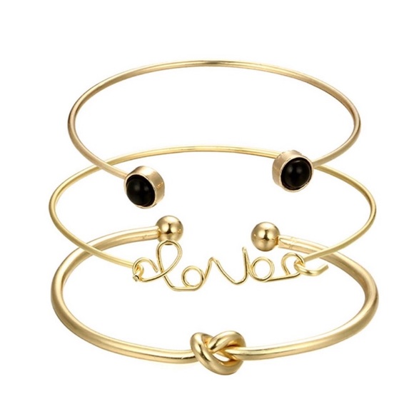 🌟 STUNNING SET!🌟 3 piece set gold love bangles - Picture 2 of 2